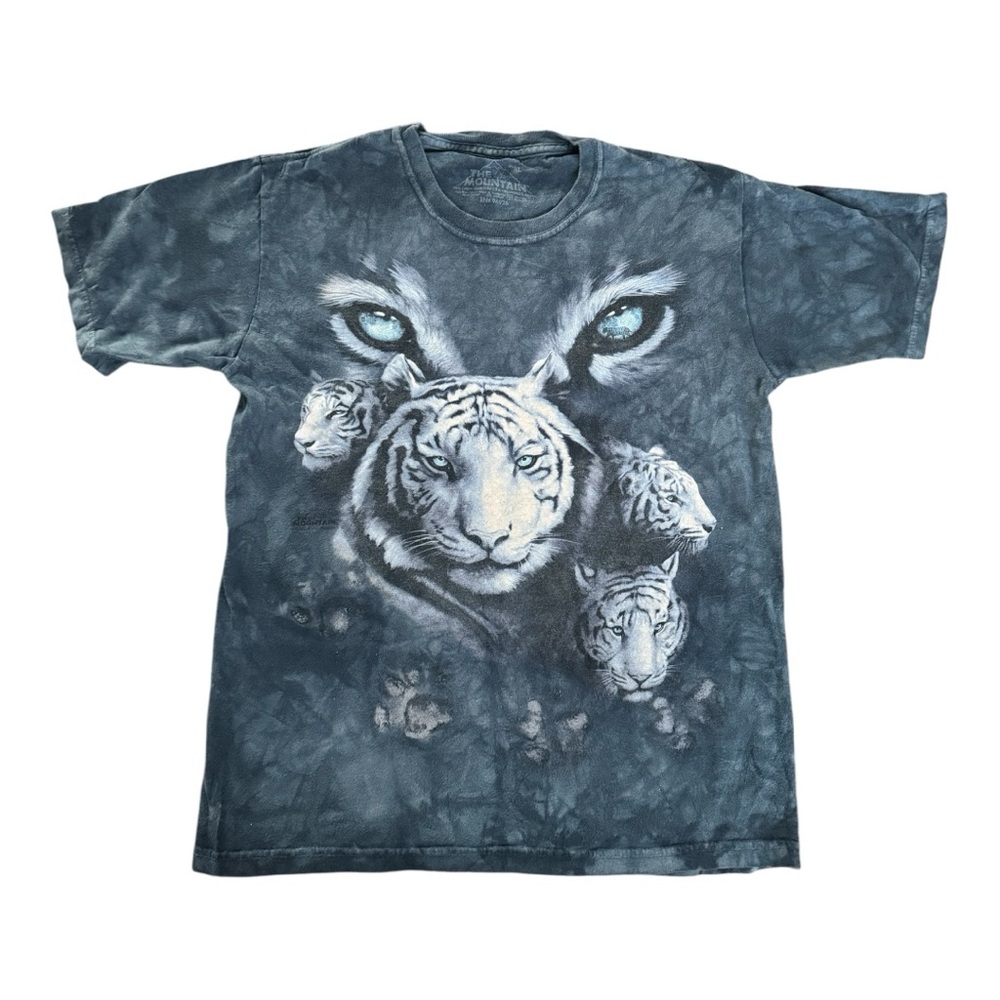 The Mountain White Tiger Short Sleeve Blue Tie Dye T-Shirt kids XL